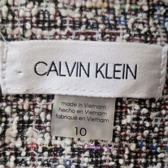 Calvin Klein Tweed Dress 10 Sheath Short Sleeve Stretch Office Vixen Corpcore - Picture 8 of 16